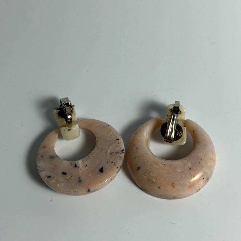 Earrings Vintage Pink Acrylic Chunky Doorknocker Retro Party Outfit - Picture 5 of 6